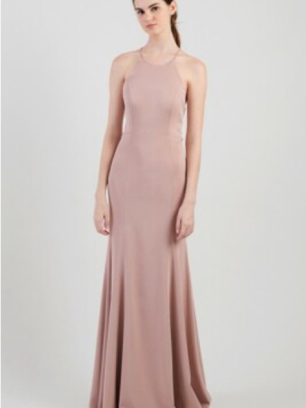 Jenny Yoo Naomi Luxe Crepe Halter Gown Size 10 Apricot Bridesmaid Wedding
